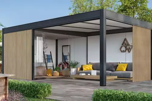 pool house en aluminium avec parois bois